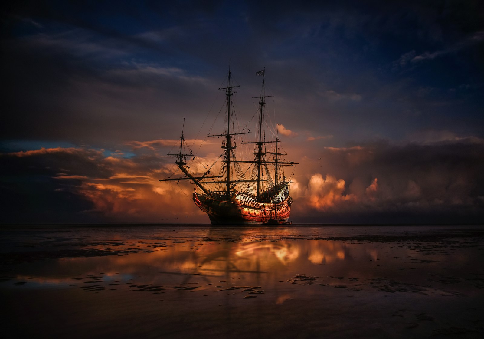 A tall ship at sea — evoking Assassin's Creed Black Flag's pirate setting
