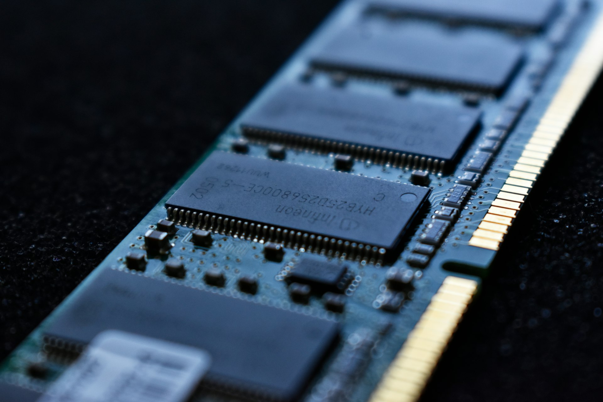 Macro photo of computer RAM