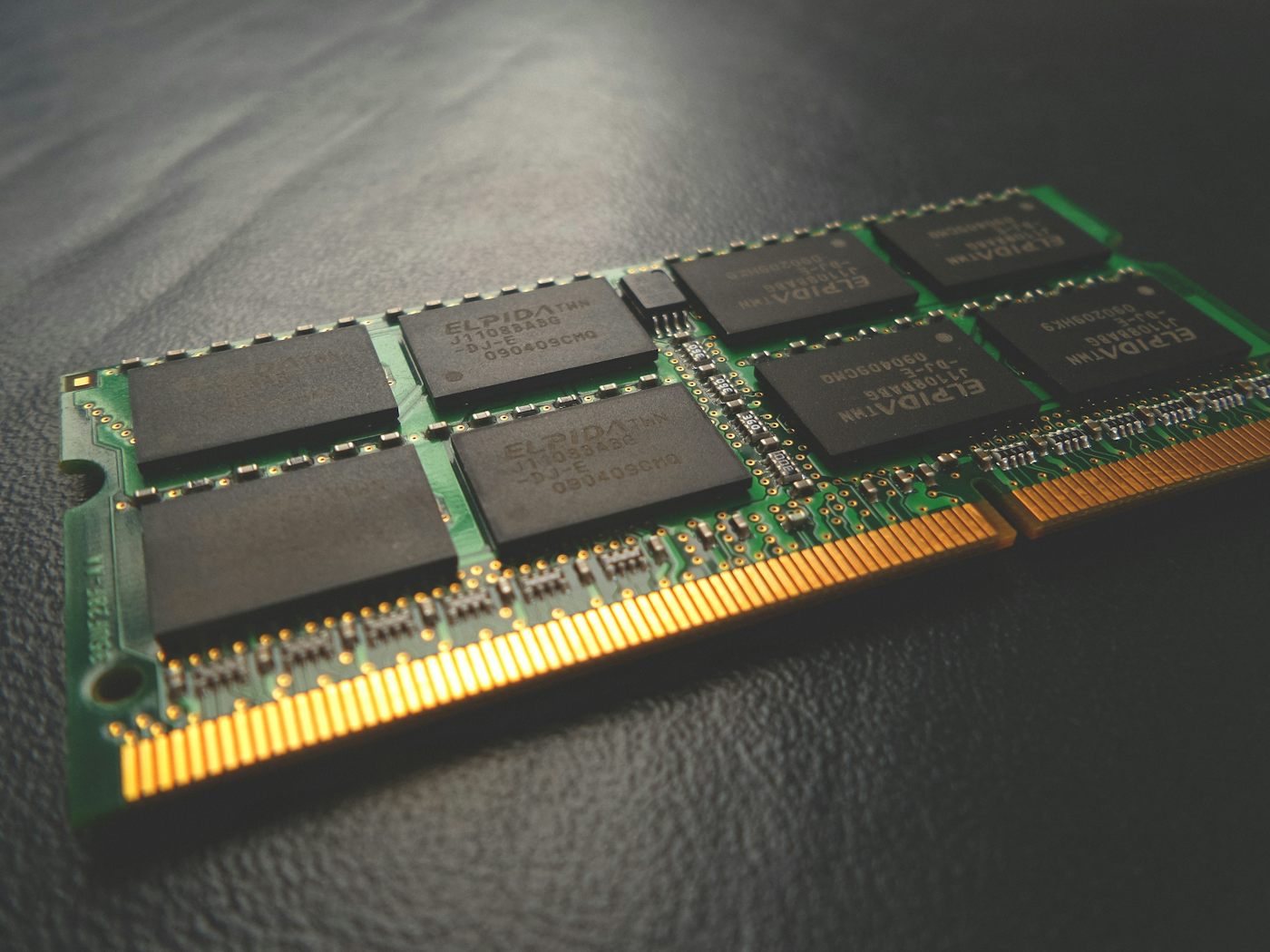 A DRAM memory module on a circuit board