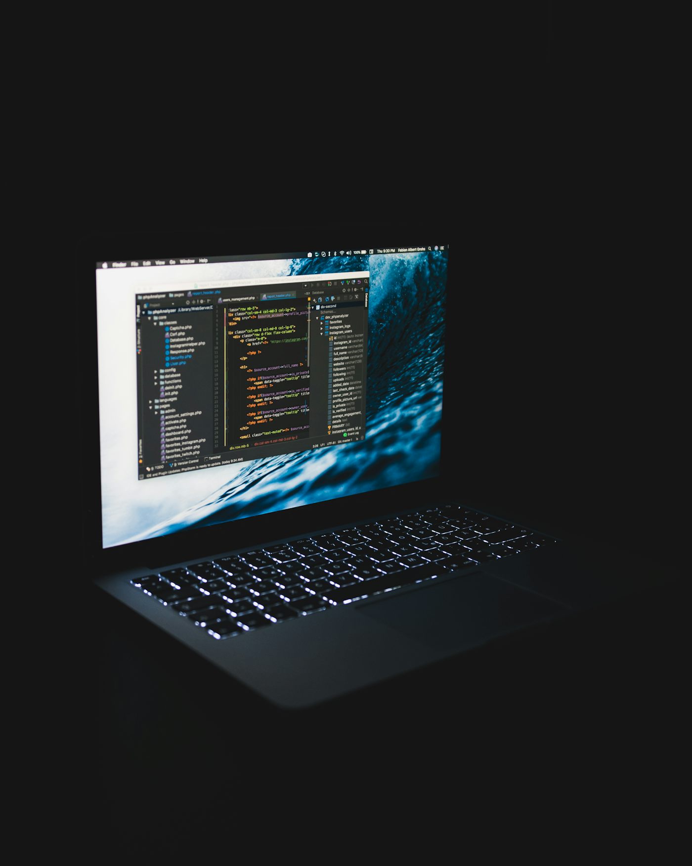 A laptop showing a terminal command line